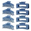 Blue Hair Clips for Women - 8 Pack 4.3 Inch Large Hair Claw Clips for Women Thin Thick Curly Hair, Big Matte Banana Clips,Strong Hold jaw clips