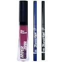 Blue Heaven Soft Kajal Eyeliner, Blue, 0.31g &amp; Hyperstay Liquid Matte Finish Lipcolor,Wild Plum-07, 6ml &amp; 2X Intense Kajal Pencil, Black Shock, 0.35g