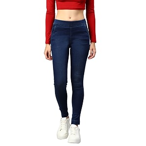 Blue High-Rise Slim-fit Jeggings has an Elasticated
