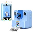 Blue Kids Instant Print Camera +Blue Kids Smart Phone Bundle, Camera with 32GB & 2 Rolls Paper + 3.5" Touchscreen Phone with Dual Cameras, Learning Games, Music, Gifts for Boys & Girls Ages 3–12