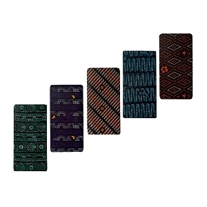 blue leaf 100 pure cotton printed lungies for men 2 meter pack of 5 - multicolour