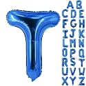Blue Letter Balloons 40 Inch Large Alphabet Balloon Aluminum Mylar Foil Big Birthday Decor Wedding Anniversary Graduation Party Supplies Giant Letter T Balloons In Metallic Blue