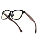 Blue Light Blocking Glasses, Computer Reading/Gaming/TV/Phones Glasses for Women Men,Blcak Walnut Wood Glasses