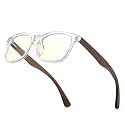 Blue Light Blocking Glasses, Computer Reading/Gaming/TV/Phones Glasses for Women Men,Blcak Walnut Wood Glasses (H)