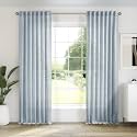 Blue Linen Curtains 108 Inches Long for Living Room 2 Panels Set Back Tab Pocket Farmhouse Boho Light Filtering Semi Sheer Dusty Stone Blue Curtains for Bedroom Dining Room, 9 FT Tall Grey Blue