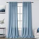 Blue Linen Curtains 96 inches Long for
