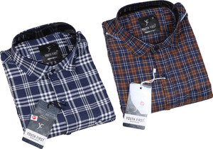 blue martin men checkered casual multicolor shirt