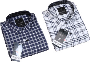 blue martin men checkered casual multicolor shirt