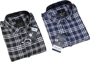 blue martin men checkered casual multicolor shirt pack of 2