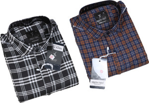 blue martin men checkered casual multicolor shirt