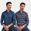 BLUE MARTIN Men Regular Fit Checkered Spread Collar Casual Shirt (Pack of 2)