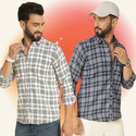 BLUE MARTIN Men Regular Fit Checkered Spread Collar Casual Shirt (Pack of 2)