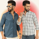 BLUE MARTIN Men Regular Fit Checkered Spread Collar Casual Shirt (Pack of 2)