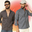 BLUE MARTIN Men Regular Fit Checkered Spread Collar Casual Shirt (Pack of 2)