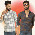 BLUE MARTIN Men Regular Fit Checkered Spread Collar Casual Shirt