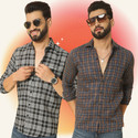 BLUE MARTIN Men Regular Fit Checkered Spread Collar Casual Shirt