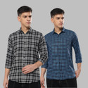 BLUE MARTIN Men Regular Fit Checkered Spread Collar Casual Shirt (Pack of 2)