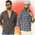 BLUE MARTIN Men Regular Fit Checkered Spread Collar Casual Shirt
