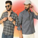 BLUE MARTIN Men Regular Fit Checkered Spread Collar Casual Shirt (Pack of 2)