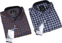 BLUE MARTIN Men Checkered Casual Multicolor Shirt (Pack of 2)