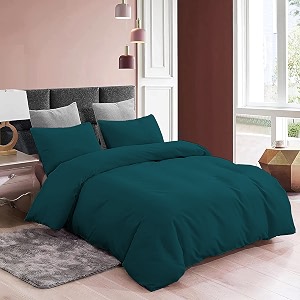 3 piece duvet cover double bed sizesoft washed microfiber -with 4 corner ties -1 duvet cover 9134x10134 inches with 2 pillowcases 1834x2834 inches teal color