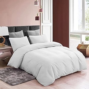 3 piece duvet cover double bed sizesoft washed microfiber -with 4 corner ties -1 duvet cover 9134x10134 inches with 2 pillowcases 1834x2834 inches white color
