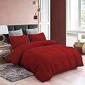 3 Piece Duvet Cover Single Bed Size,Soft Washed Microfiber -with 4 Corner Ties -1 Duvet Cover (61"x91" Inches) with 2 Pillowcases (18"x28" Inches) Burgundy Color