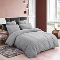3 Piece Duvet Cover Single Bed Size,Soft Washed Microfiber -with 4 Corner Ties -1 Duvet Cover (61"x91" Inches) with 2 Pillowcases (18"x28" Inches) Silver Color
