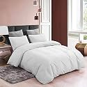 3 Piece Duvet Cover Single Bed Size,Soft Washed Microfiber -with 4 Corner Ties -1 Duvet Cover (61"x91" Inches) with 2 Pillowcases (18"x28" Inches) White Color