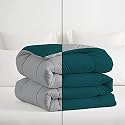 350 GSM Microfiber Reversible Comforter Double Bed Blanket/Rajai/Quilt/Dohar (90" x 100") Restful Sleep Box Stitch Comforter for Double Bed Silver/Teal Color