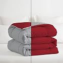 450 GSM Microfiber Reversible Comforter Single Bed Blanket/Rajai/Quilt/Dohar (60"x 90") Luxury Box Stitch Comforter for Single Bed Silver/Burgudy Color