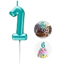Blue Number 1 Candle Happy Birthday 3D Number Candles for Birthday Cake Party Decoration Wedding Anniversary Celebration Supplies