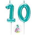 Blue Number 10 Candle Happy Birthday 3D Number Candles for Birthday Cake Party Decoration Wedding Anniversary Celebration Supplies
