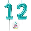 Blue Number 12 Candle Happy Birthday 3D Number Candles for Birthday Cake Party Decoration Wedding Anniversary Celebration Supplies