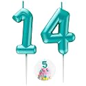 Blue Number 14 Candle Happy Birthday 3D Number Candles for Birthday Cake Party Decoration Wedding Anniversary Celebration Supplies