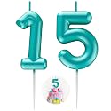 Blue Number 15 Candle Happy Birthday 3D Number Candles for Birthday Cake Party Decoration Wedding Anniversary Celebration Supplies
