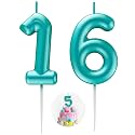 Blue Number 16 Candle Happy Birthday 3D Number Candles for Birthday Cake Party Decoration Wedding Anniversary Celebration Supplies