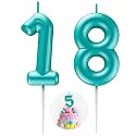 Blue Number 18 Candle Happy Birthday 3D Number Candles for Birthday Cake Party Decoration Wedding Anniversary Celebration Supplies