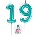 Blue Number 19 Candle Happy Birthday 3D Number Candles for Birthday Cake Party Decoration Wedding Anniversary Celebration Supplies