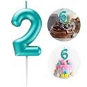 Blue Number 2 Candle Happy Birthday 3D Number Candles for Birthday Cake Party Decoration Wedding Anniversary Celebration Supplies