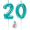 Blue Number 20 Candle Happy Birthday 3D Number Candles for Birthday Cake Party Decoration Wedding Anniversary Celebration Supplies
