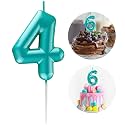 Blue Number 4 Candle Happy Birthday 3D Number Candles for Birthday Cake Party Decoration Wedding Anniversary Celebration Supplies