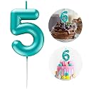Blue Number 5 Candle Happy Birthday 3D Number Candles for Birthday Cake Party Decoration Wedding Anniversary Celebration Supplies