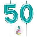 Blue Number 50 Candle Happy Birthday 3D Number Candles for Birthday Cake Party Decoration Wedding Anniversary Celebration Supplies