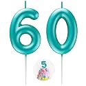 Blue Number 60 Candle Happy Birthday 3D Number Candles for Birthday Cake Party Decoration Wedding Anniversary Celebration Supplies