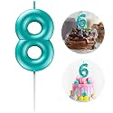 Blue Number 8 Candle Happy Birthday 3D Number Candles for Birthday Cake Party Decoration Wedding Anniversary Celebration Supplies