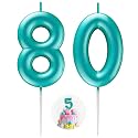 Blue Number 80 Candle Happy Birthday 3D Number Candles for Birthday Cake Party Decoration Wedding Anniversary Celebration Supplies