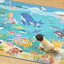 Blue Ocean Themed Rug for Kids Room – 5x8 Underwater Area Rug with Sea Creatures &amp; Mermaid, Washable Non Slip Crawling Carpet for Bedroom or Playroom