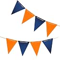 Blue and Orange Pennant Banner,Orange and Blue Vintage Double Sided Triangle Flag，for Party Decoration,Pack of 30pcs Triangle Flag