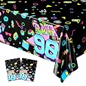 Blue Orchards 90s Table Covers (Pack of 2) – 54x108 Inch XL - Retro Theme Plastic Tablecloth, Back to the 1990s Rave Party Decoration, Past Hip Hop Throwback Birthday Decor, Adults Backdrop Decor
